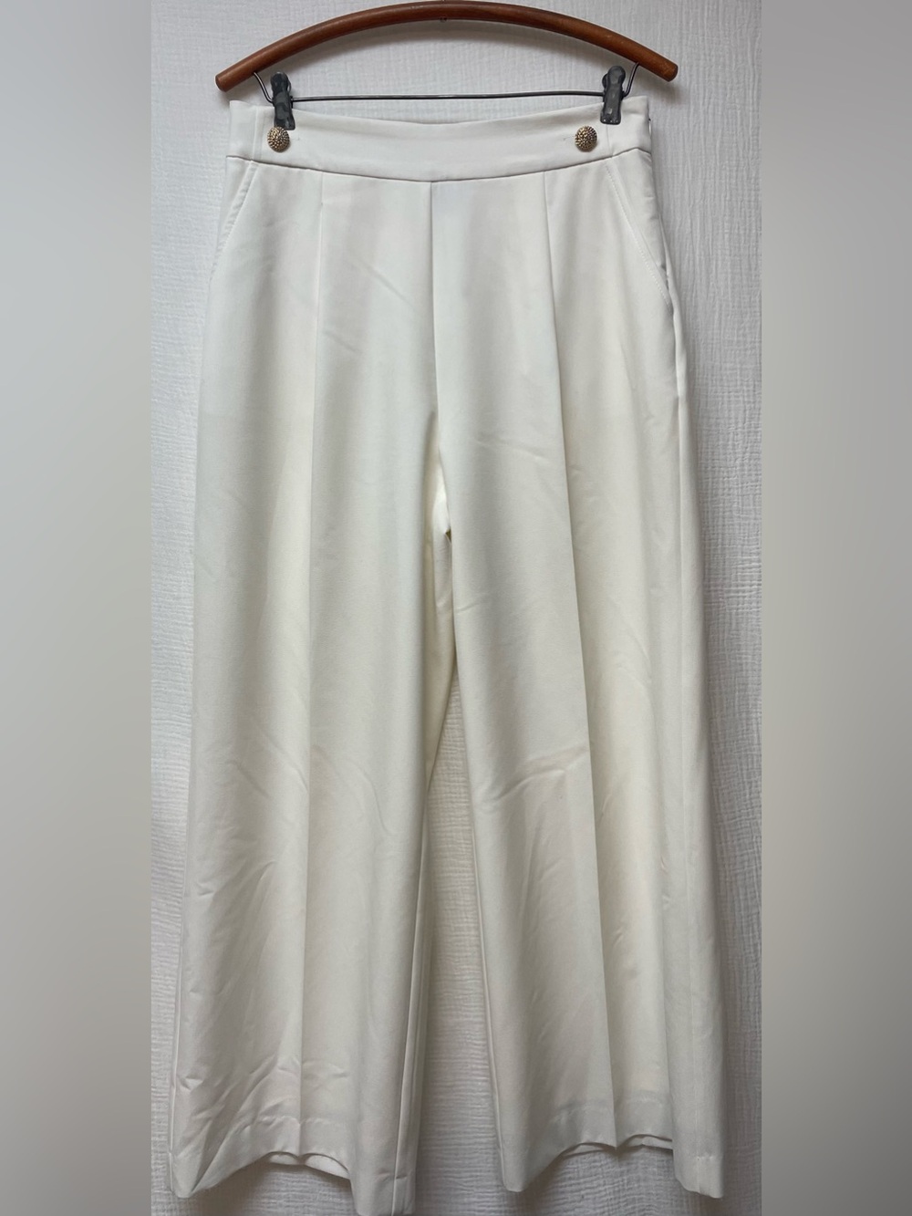 INC International Concepts White Wide-Leg High Waist Trousers, Sz: 8